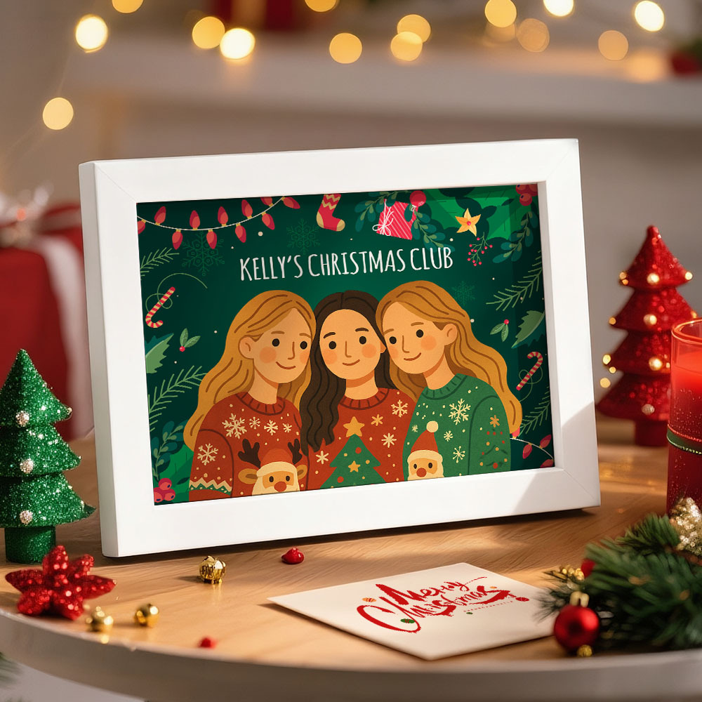聖誕禮物訂製卡通照片木框裝飾品聖誕裝飾牌送給朋友 - PhotoMoonLampTW