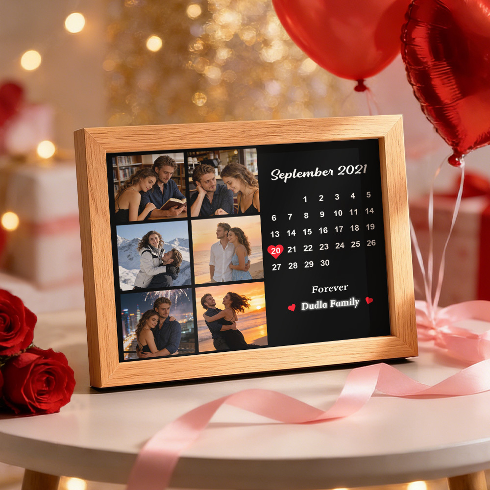 情人節禮物 客製化照片和日期拼貼相框裝飾禮物 生日週年紀念禮物 - PhotoMoonLampTW