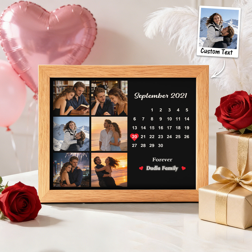 情人節禮物 客製化照片和日期拼貼相框裝飾禮物 生日週年紀念禮物 - PhotoMoonLampTW