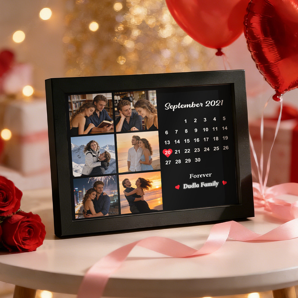 情人節禮物 客製化照片和日期拼貼相框裝飾禮物 生日週年紀念禮物 - PhotoMoonLampTW