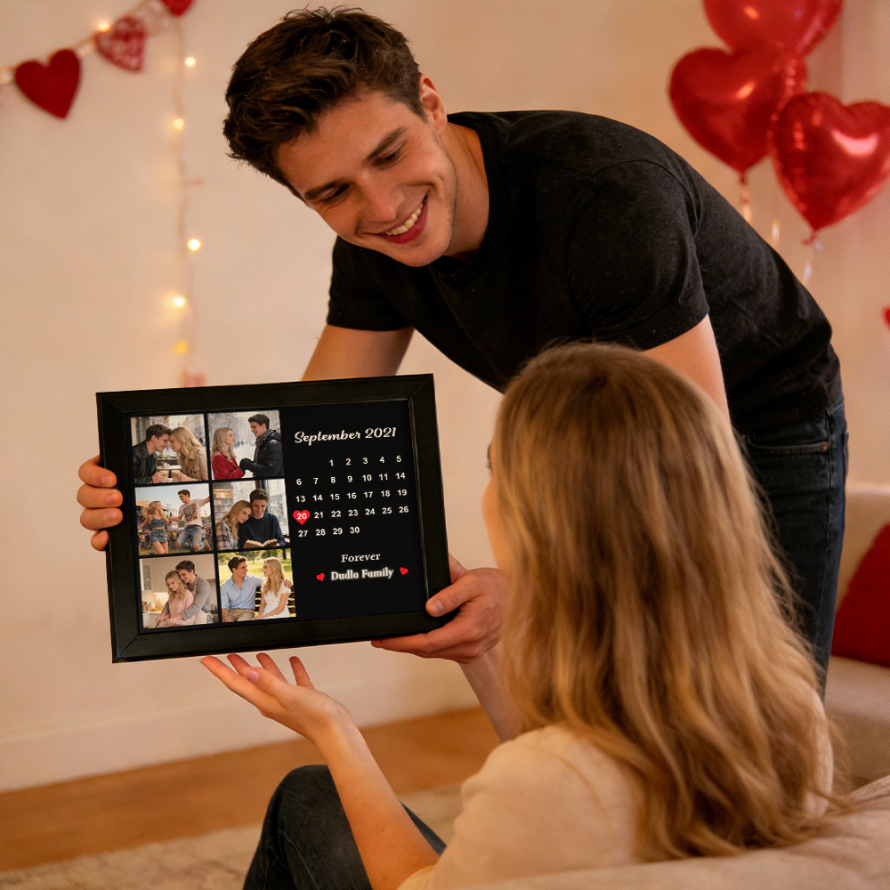 情人節禮物 客製化照片和日期拼貼相框裝飾禮物 生日週年紀念禮物 - PhotoMoonLampTW