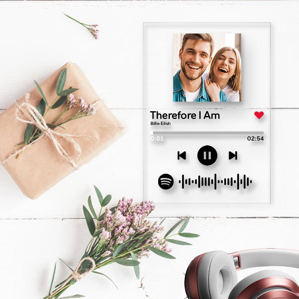 Spotify 玻璃藝術可掃描 Spotify 代碼定制音樂歌曲牌匾框架（4.7 英寸 X6.3 英寸） - PhotoMoonLampTW
