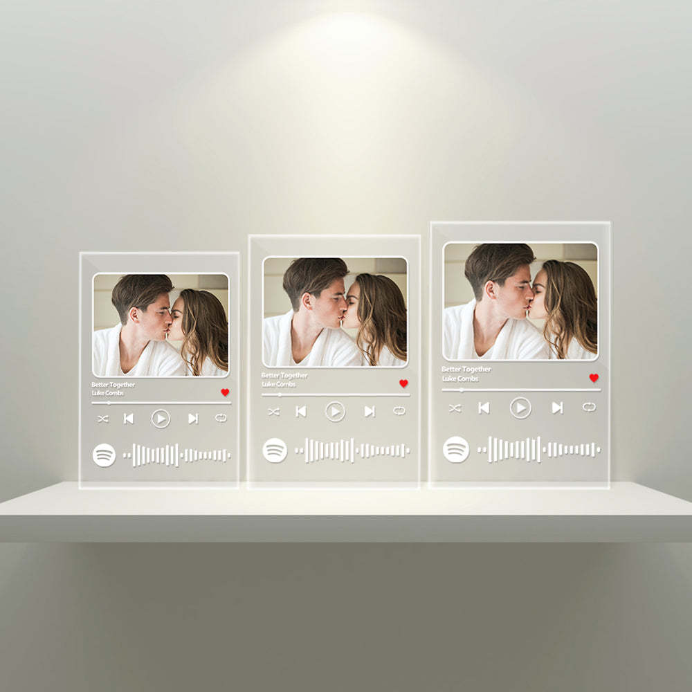 可掃描定制 Spotify 代碼燈亞克力音樂牌匾小夜燈 - PhotoMoonLampTW