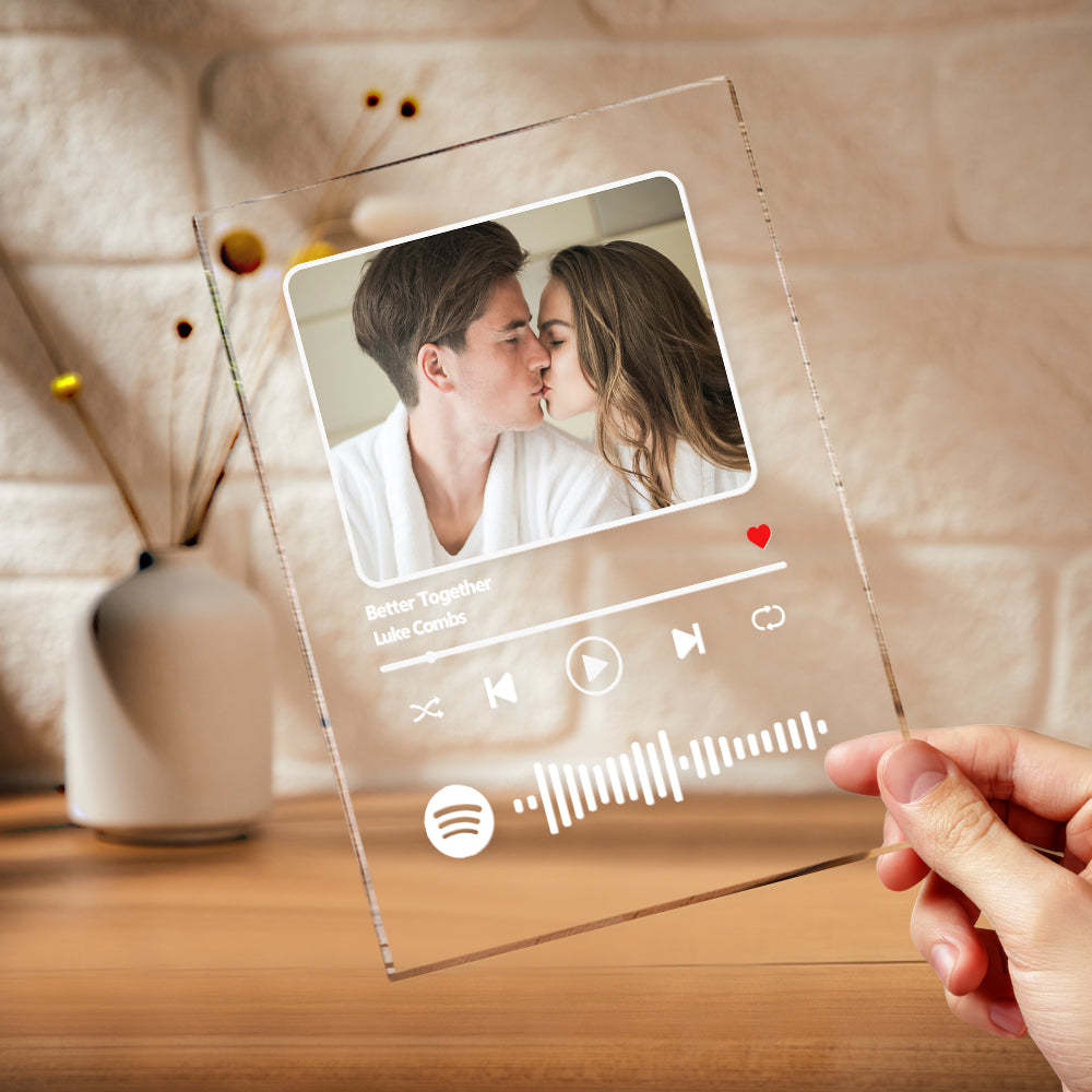 可掃描定制 Spotify 代碼燈亞克力音樂牌匾小夜燈 - PhotoMoonLampTW