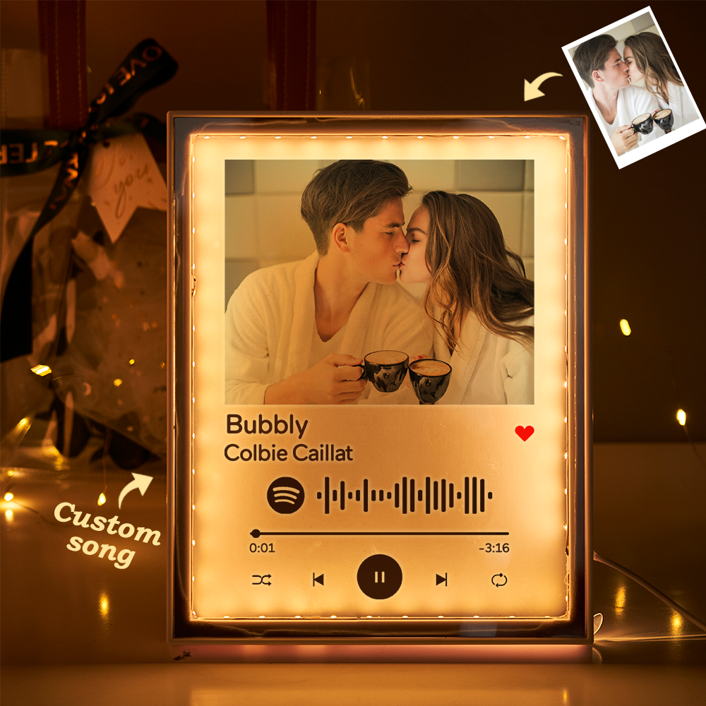 可掃描的自定義音樂代碼夜燈鏡面音樂禮物送給情人 - PhotoMoonLampTW