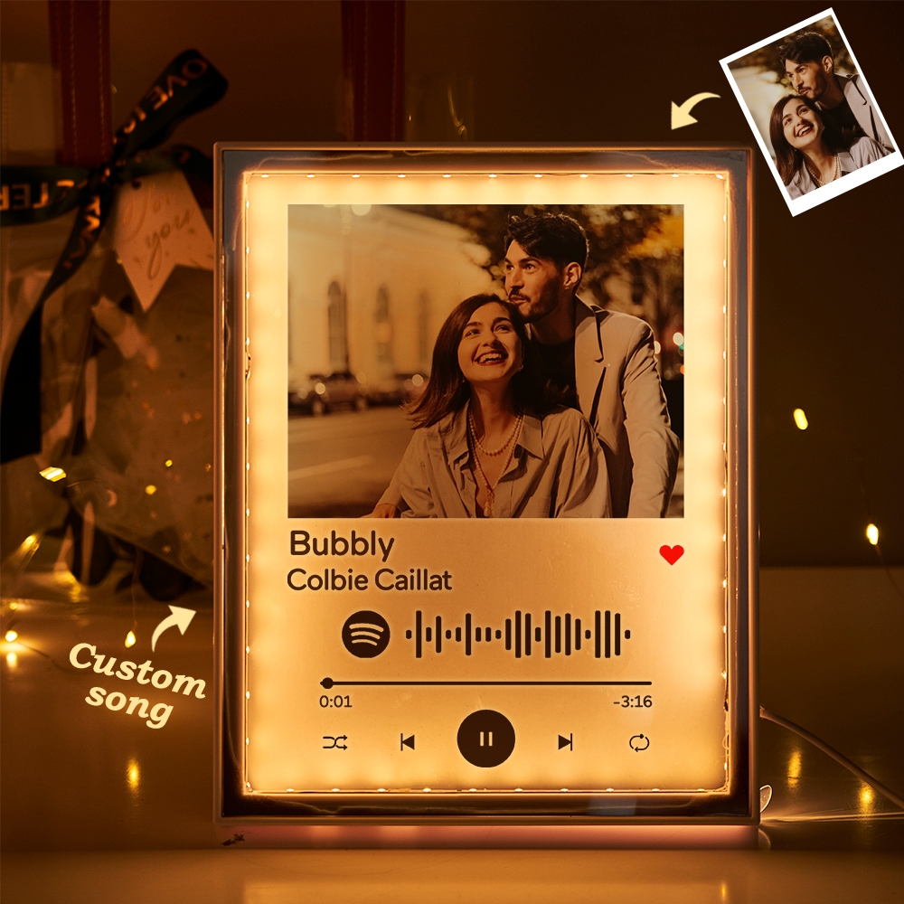 可掃描的自定義音樂代碼夜燈鏡面音樂禮物送給情人 - PhotoMoonLampTW