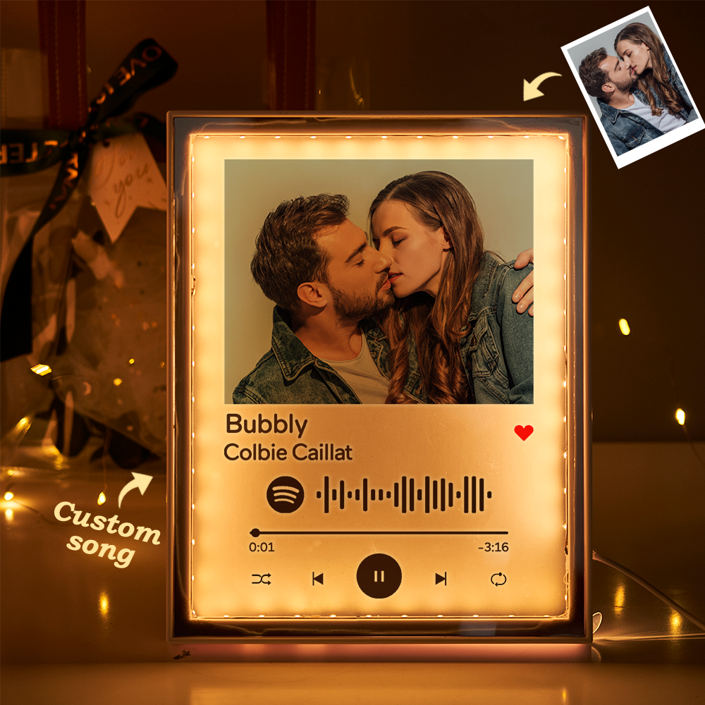 可掃描的自定義音樂代碼夜燈鏡面音樂禮物送給情人 - PhotoMoonLampTW