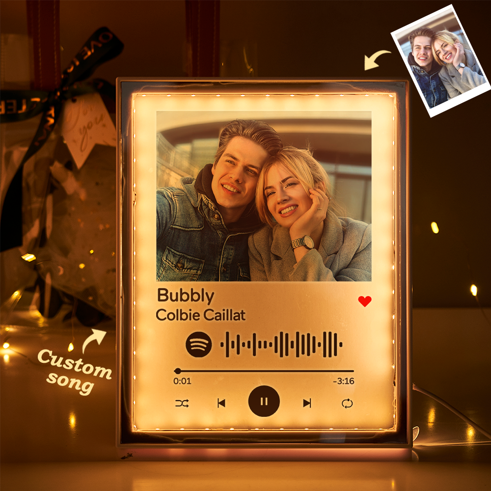 可掃描的自定義音樂代碼夜燈鏡面音樂禮物送給情人 - PhotoMoonLampTW