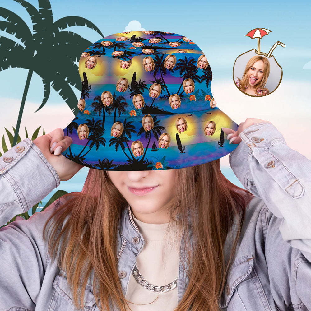 Custom Bucket Hat Unisex Face Bucket Hat Personalized Wide Brim Outdoor Summer Cap Hiking Beach Sports Hats