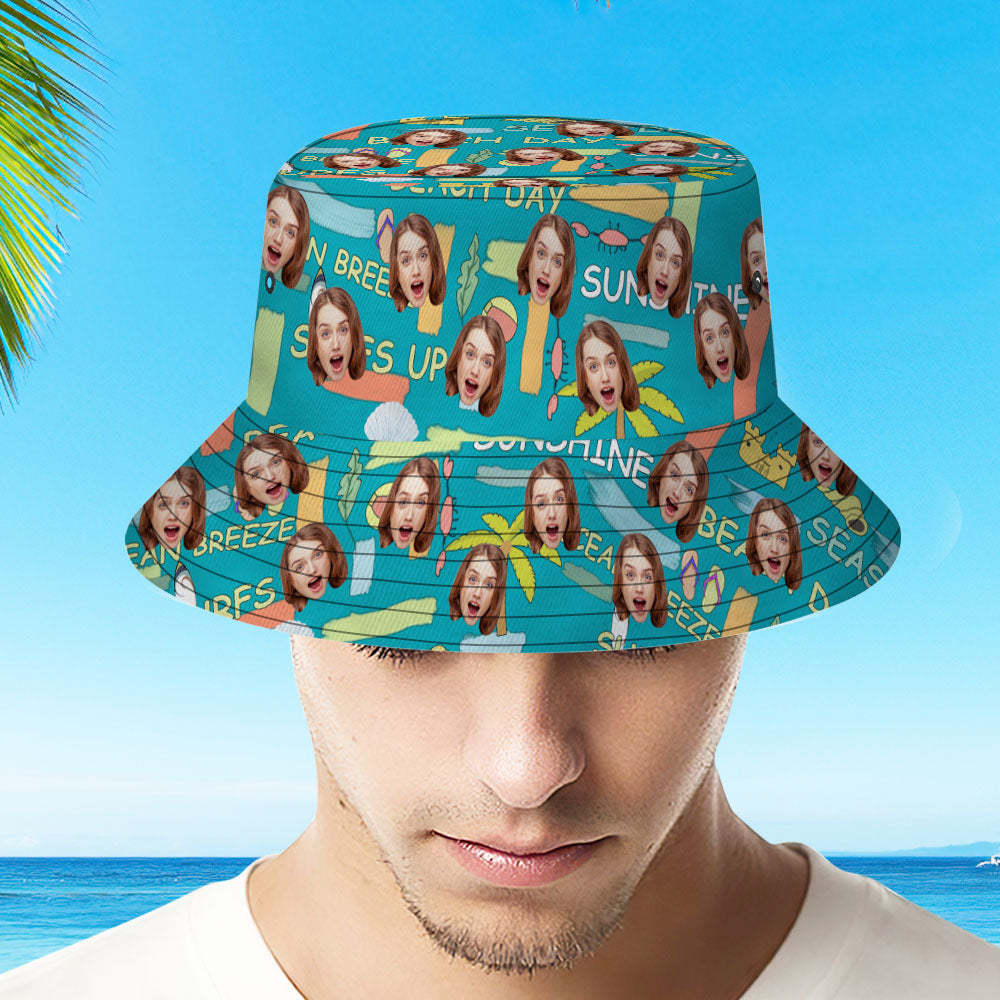 Custom Bucket Hat Unisex Face Bucket Hat Personalized Wide Brim Outdoor Summer Cap Hiking Beach Sports Hats