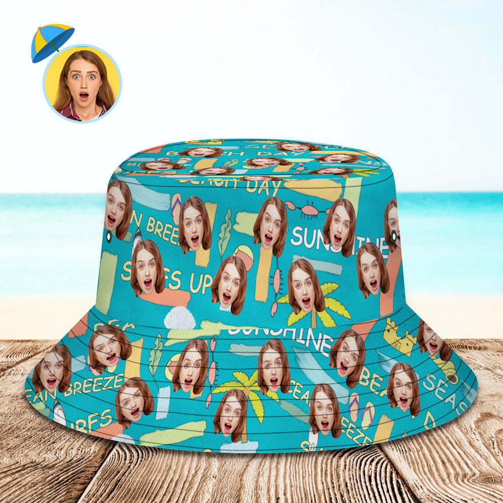 Custom Bucket Hat Unisex Face Bucket Hat Personalized Wide Brim Outdoor Summer Cap Hiking Beach Sports Hats