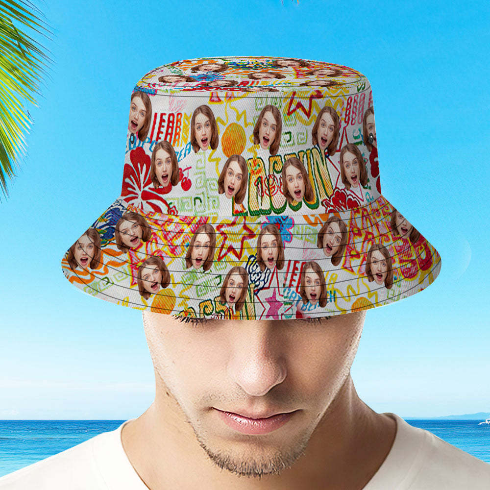 Custom Bucket Hat Unisex Face Bucket Hat Personalized Wide Brim Outdoor Summer Cap Hiking Beach Sports Hats