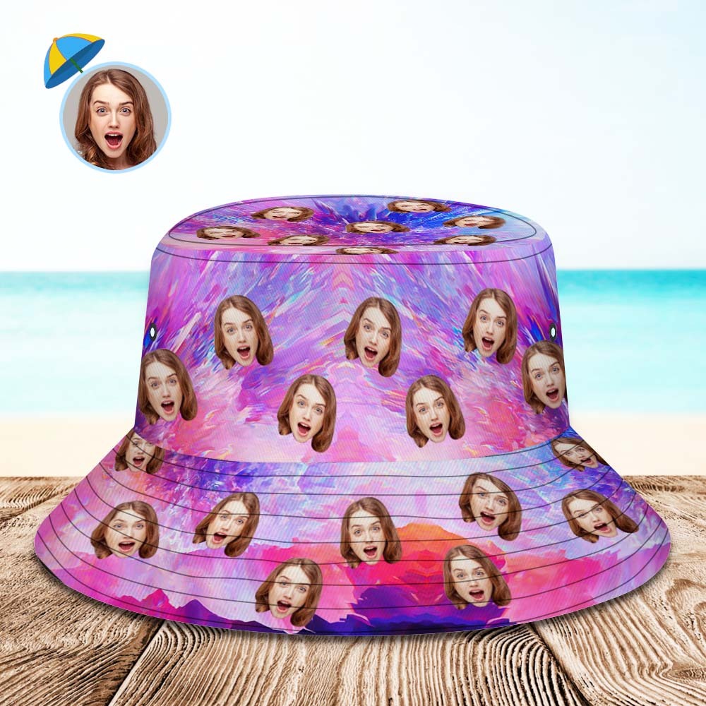 Custom Bucket Hat Unisex Face Bucket Hat Personalized Wide Brim Outdoor Summer Cap Hiking Beach Sports Hats