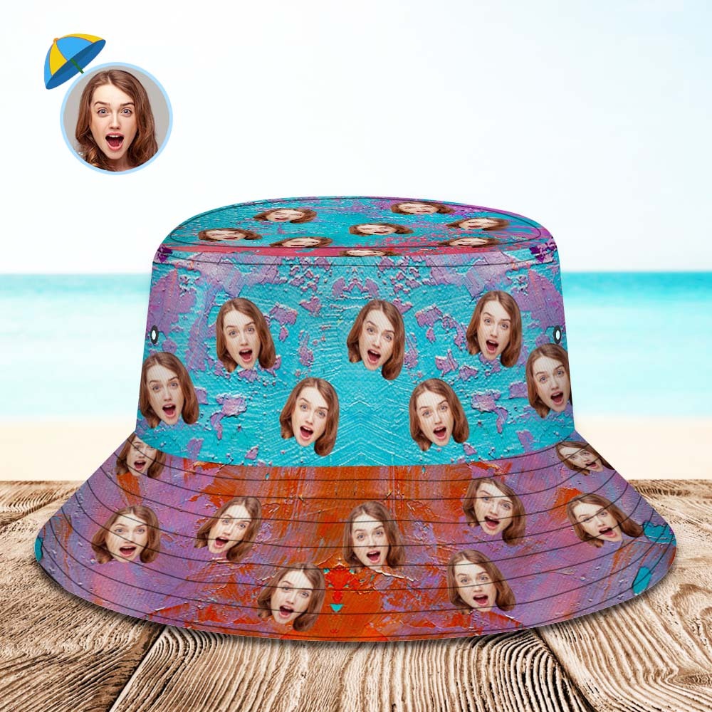 Custom Bucket Hat Unisex Face Bucket Hat Personalized Wide Brim Outdoor Summer Cap Hiking Beach Sports Hats