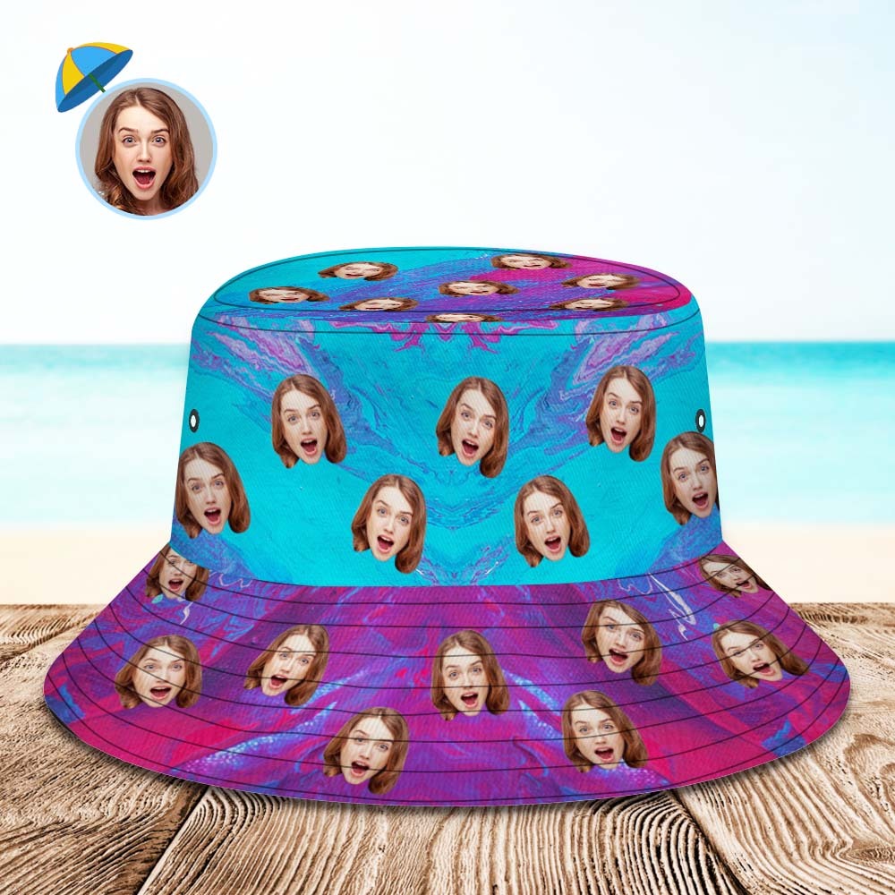 Custom Bucket Hat Unisex Face Bucket Hat Personalized Wide Brim Outdoor Summer Cap Hiking Beach Sports Hats