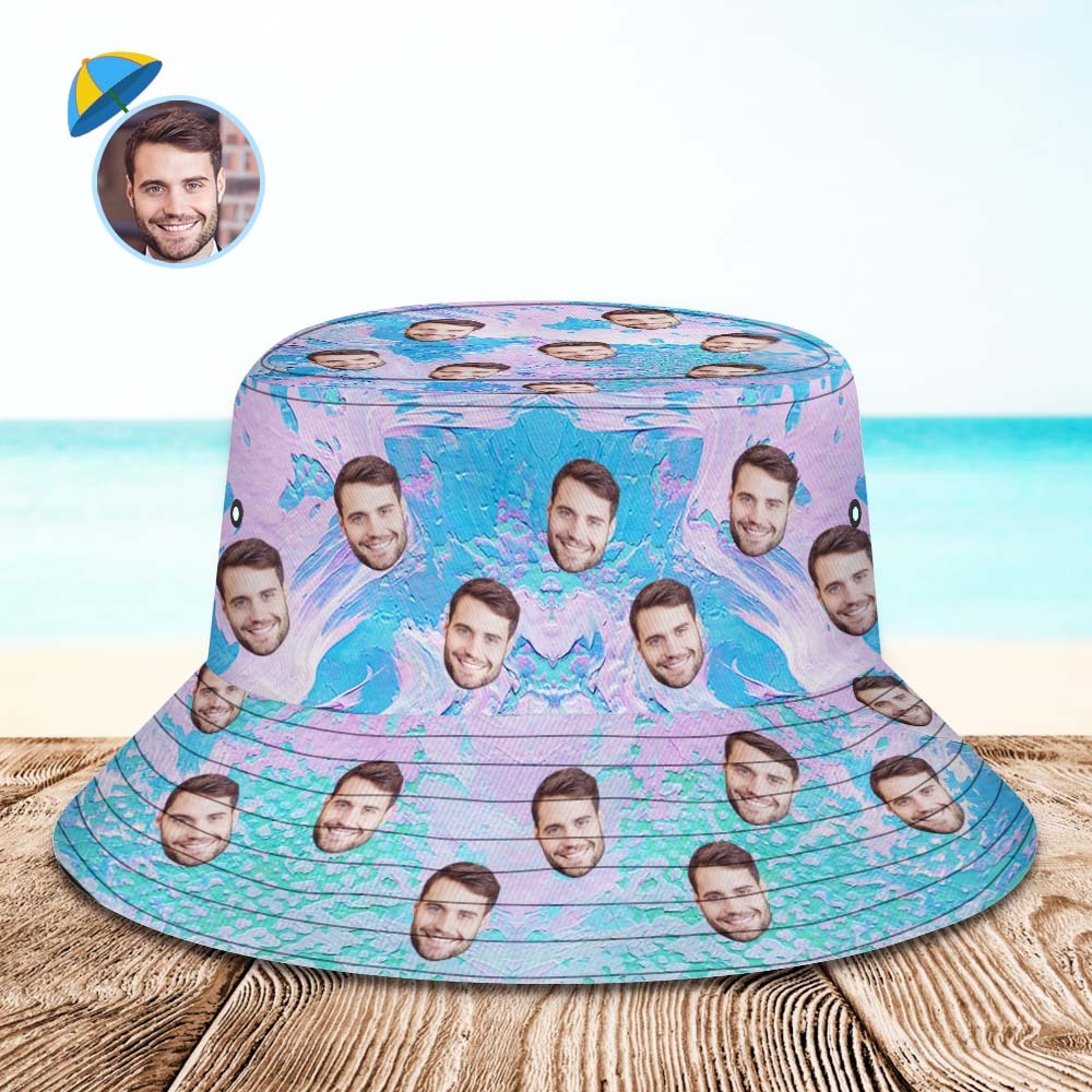 Custom Bucket Hat Unisex Face Bucket Hat Personalized Wide Brim Outdoor Summer Cap Hiking Beach Sports Hats
