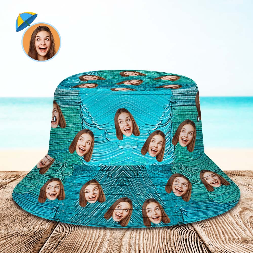 Custom Bucket Hat Unisex Face Bucket Hat Personalized Wide Brim Outdoor Summer Cap Hiking Beach Sports Hats