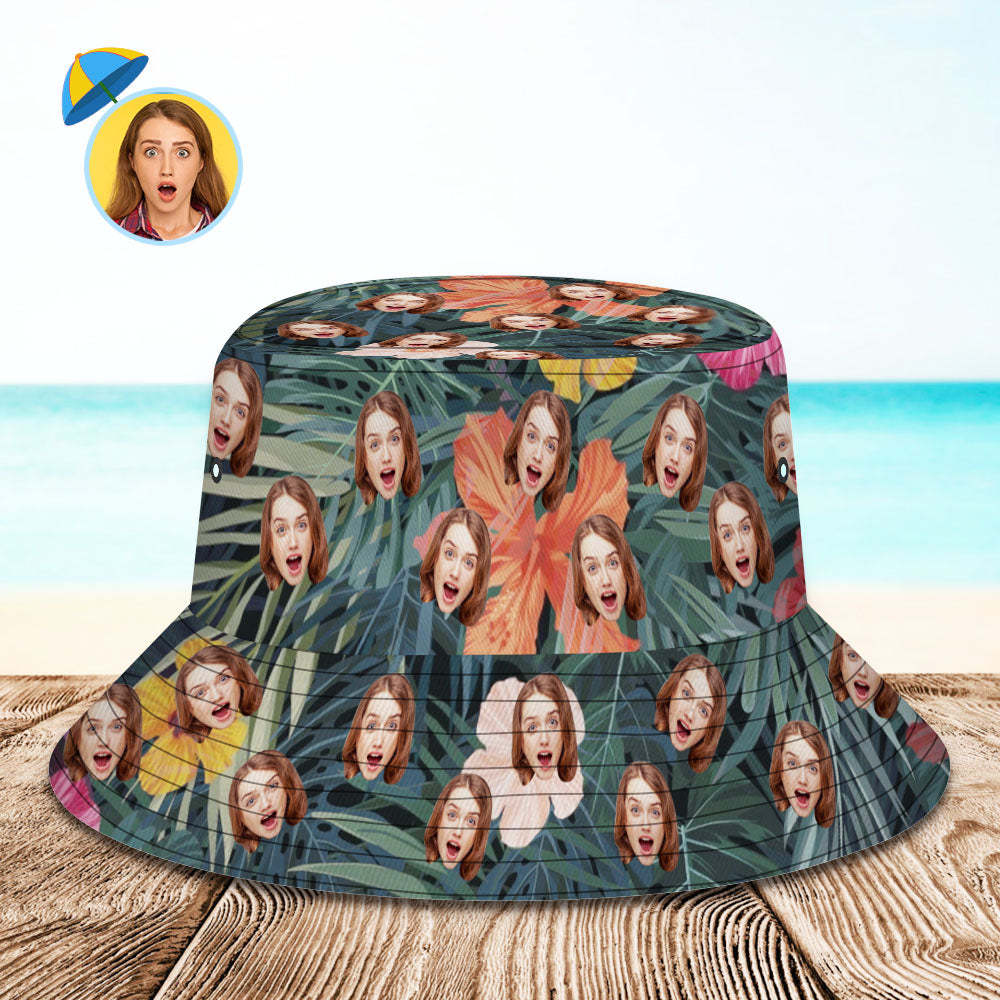 Custom Bucket Hat Unisex Face Bucket Hat Personalized Wide Brim Outdoor Summer Cap Hiking Beach Sports Hats