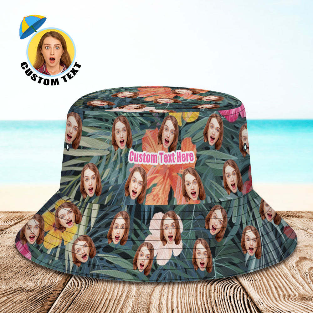 Custom Bucket Hat Unisex Face Bucket Hat Personalized Wide Brim Outdoor Summer Cap Hiking Beach Sports Hats