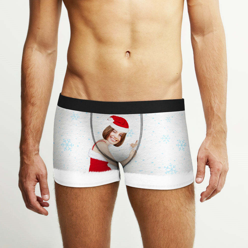 客製化臉部男士聖誕內衣臉部平角內褲聖誕禮物 Ar 視野禮物 - PhotoMoonLampTW