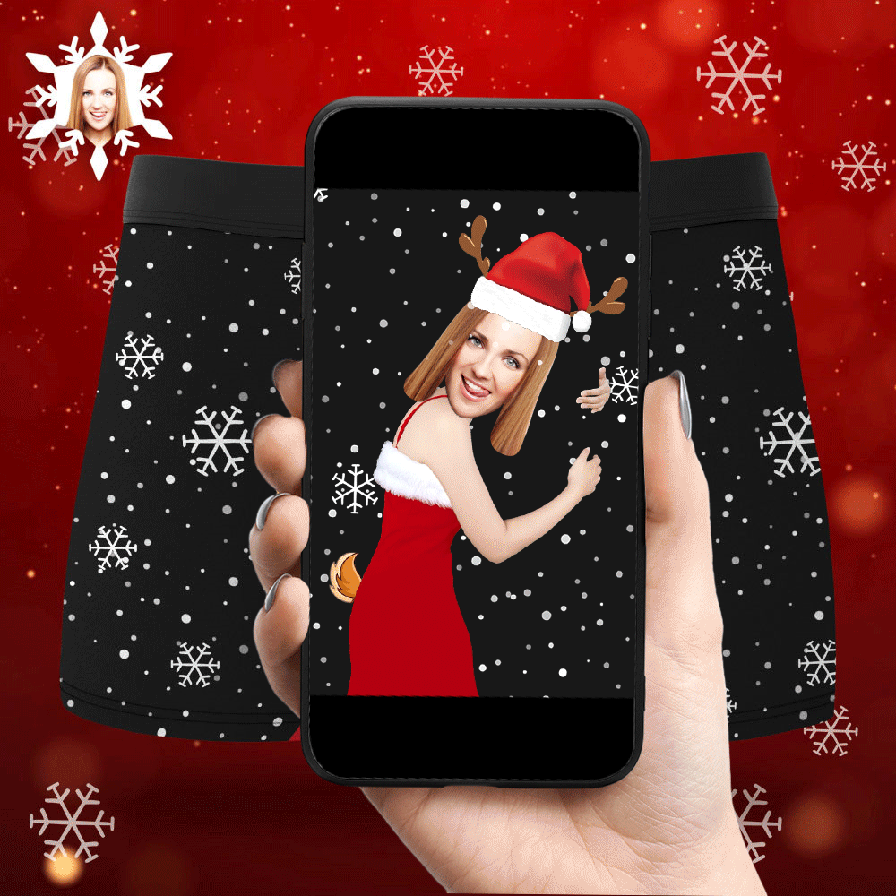 訂製女友臉部平角短褲訂製照片內衣聖誕禮物男士 Ar 查看禮物 - PhotoMoonLampTW