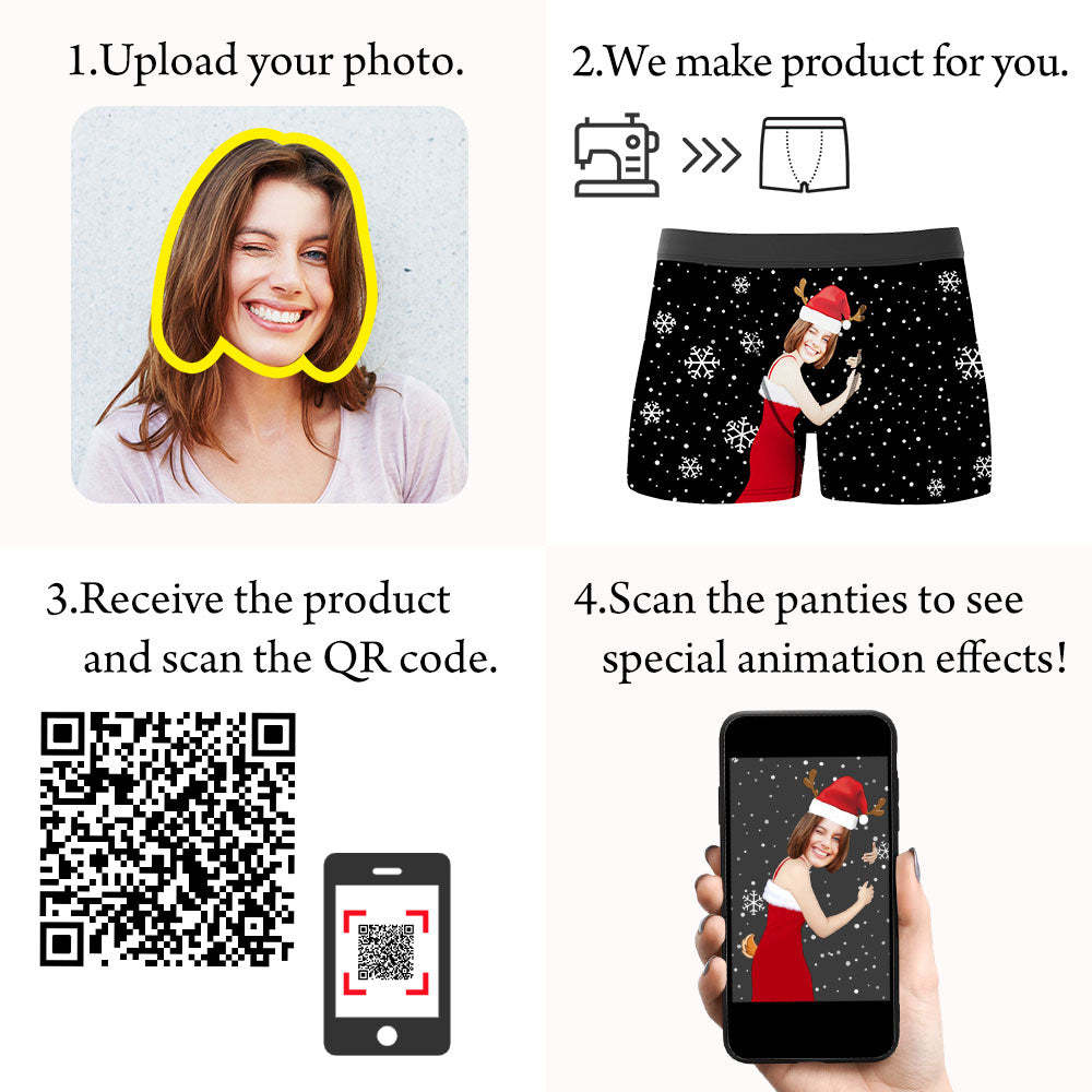 訂製女友臉部平角短褲訂製照片內衣聖誕禮物男士 Ar 查看禮物 - PhotoMoonLampTW