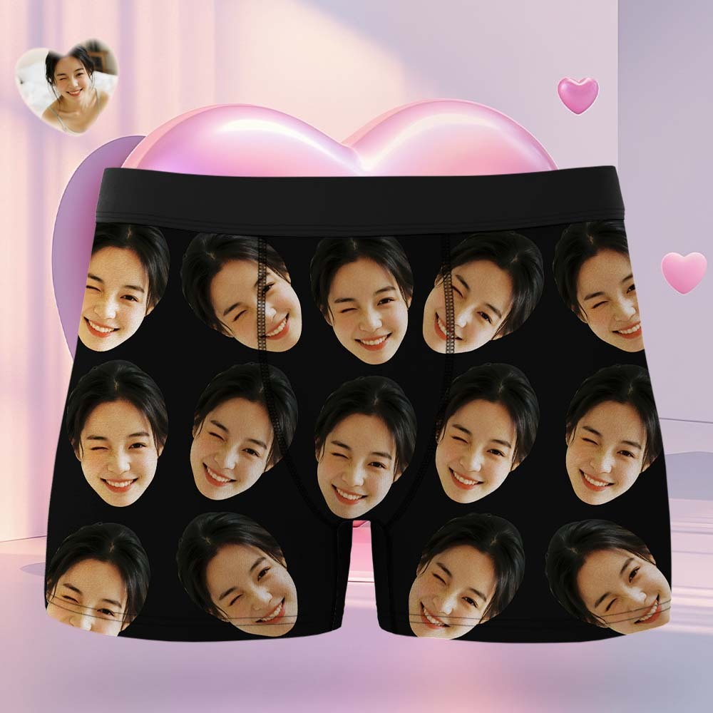 客製化大臉平角短褲個性化紅色平口內褲禮物送給他