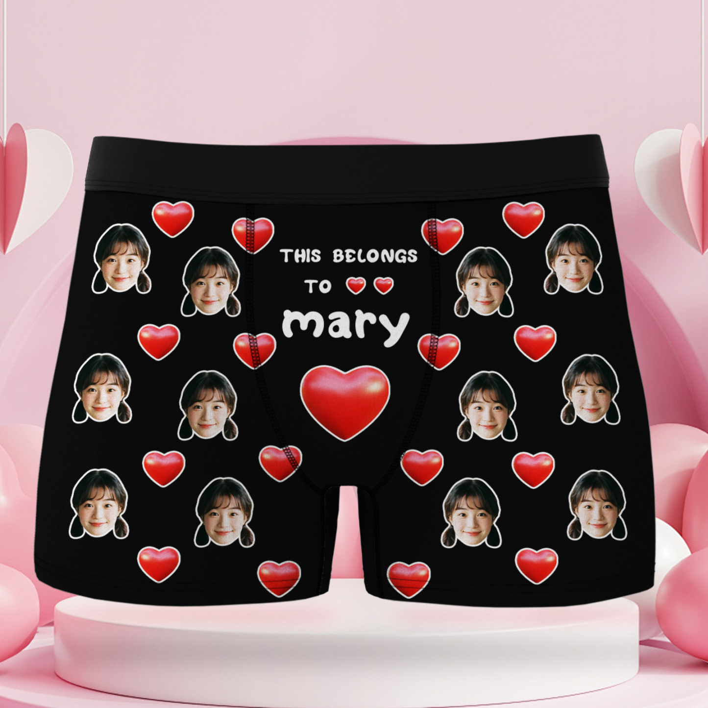 訂製男士平角內褲,印有臉部和名字的個人化照片