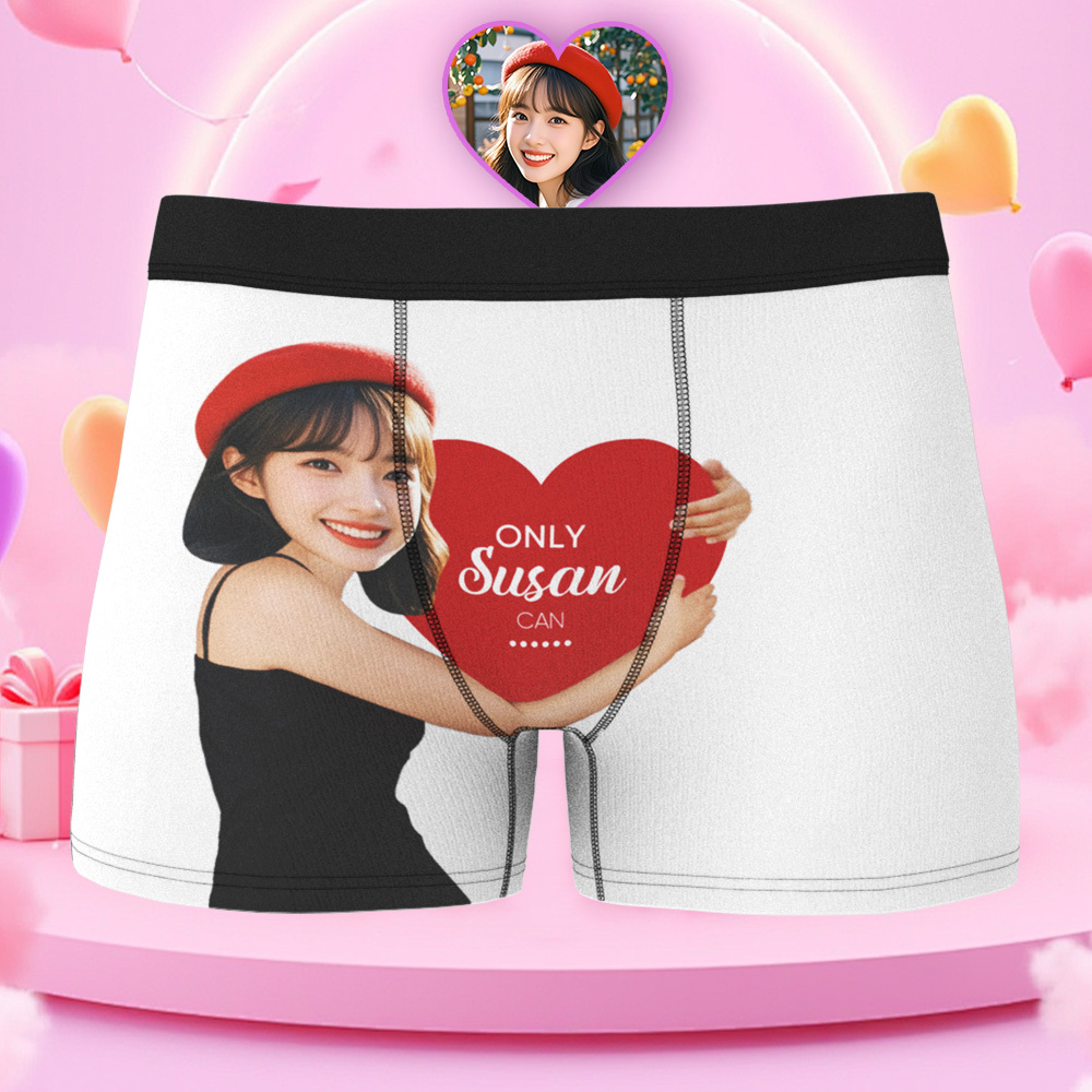 訂製男士平角褲 個性化臉部平角褲 印有名字 表達愛意 情人節禮物