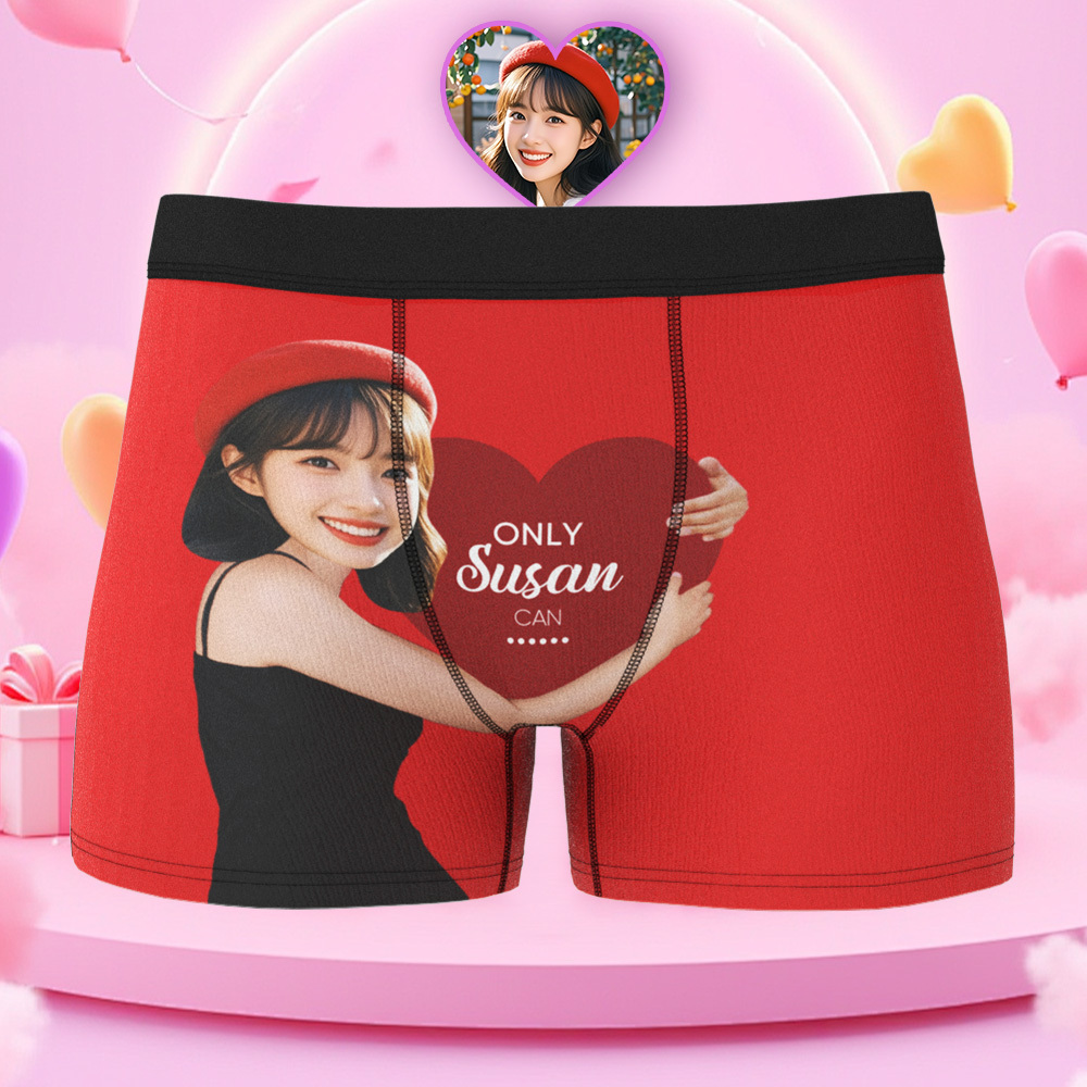 訂製男士平角褲 個性化臉部平角褲 印有名字 表達愛意 情人節禮物