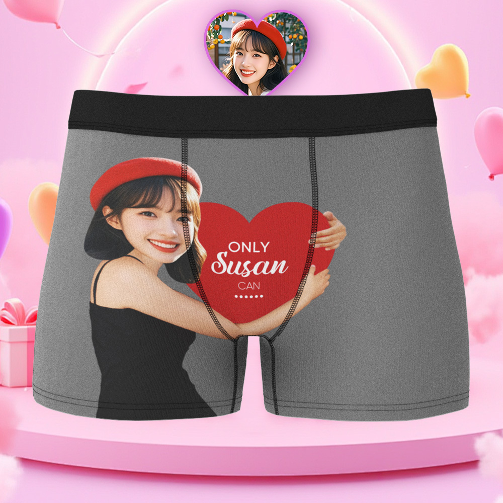訂製男士平角褲 個性化臉部平角褲 印有名字 表達愛意 情人節禮物
