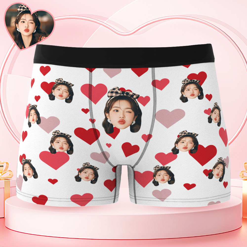 訂製心形圖案男士平角內褲,送給他的獨特禮物