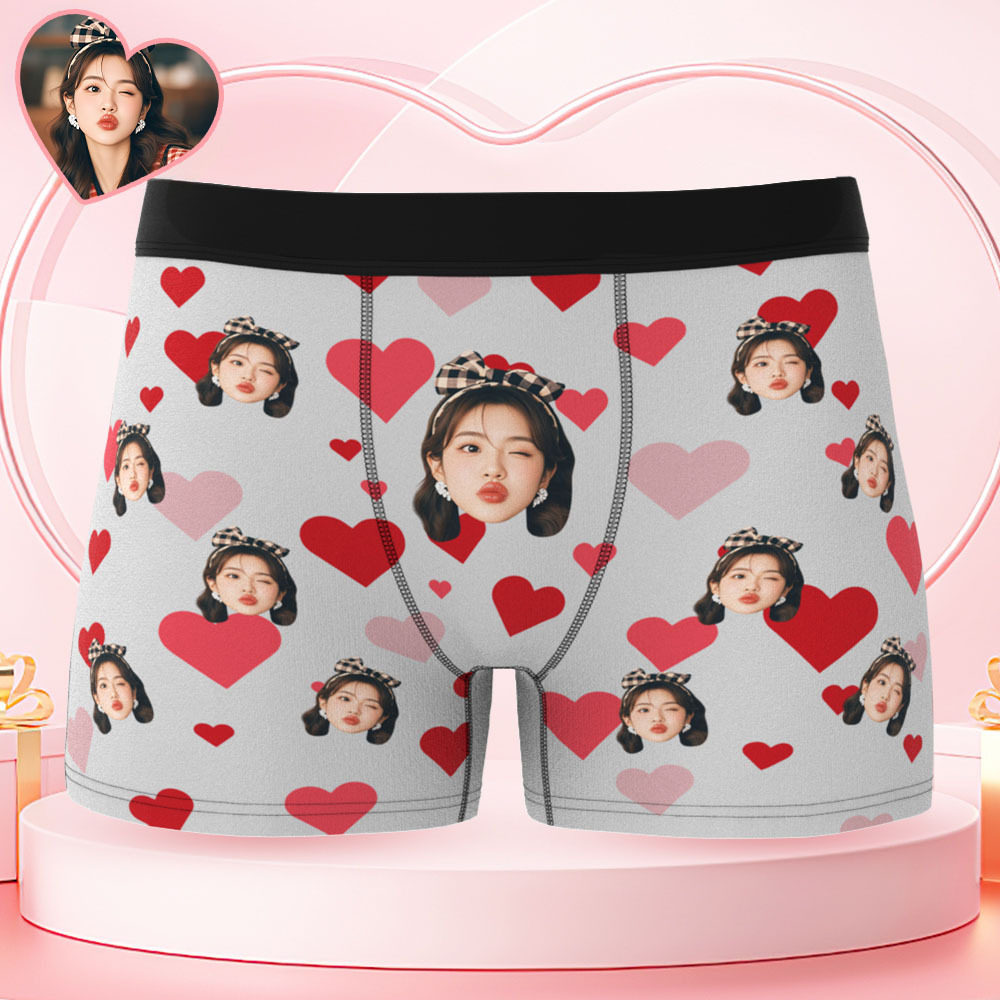 訂製心形圖案男士平角內褲,送給他的獨特禮物