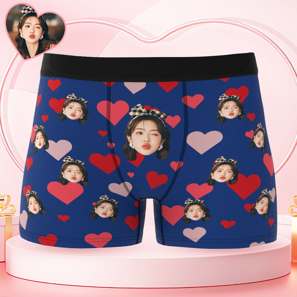 訂製心形圖案男士平角內褲,送給他的獨特禮物
