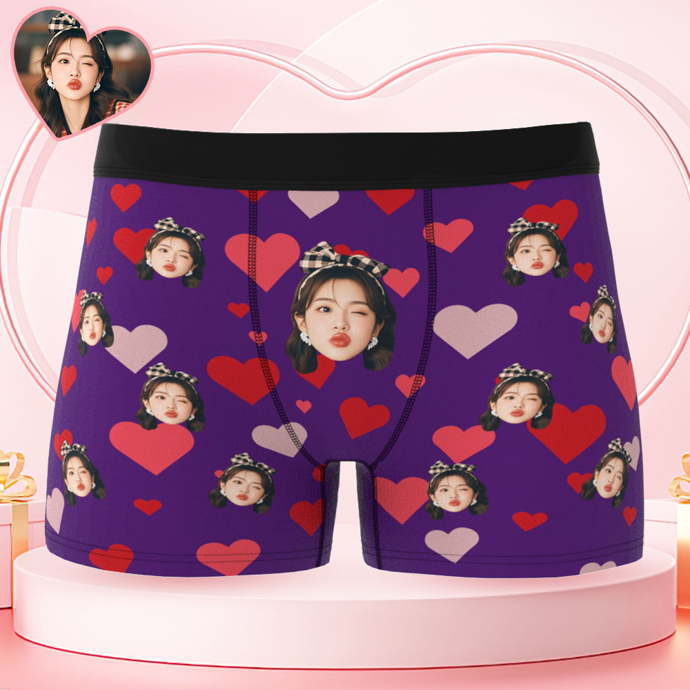訂製心形圖案男士平角內褲,送給他的獨特禮物