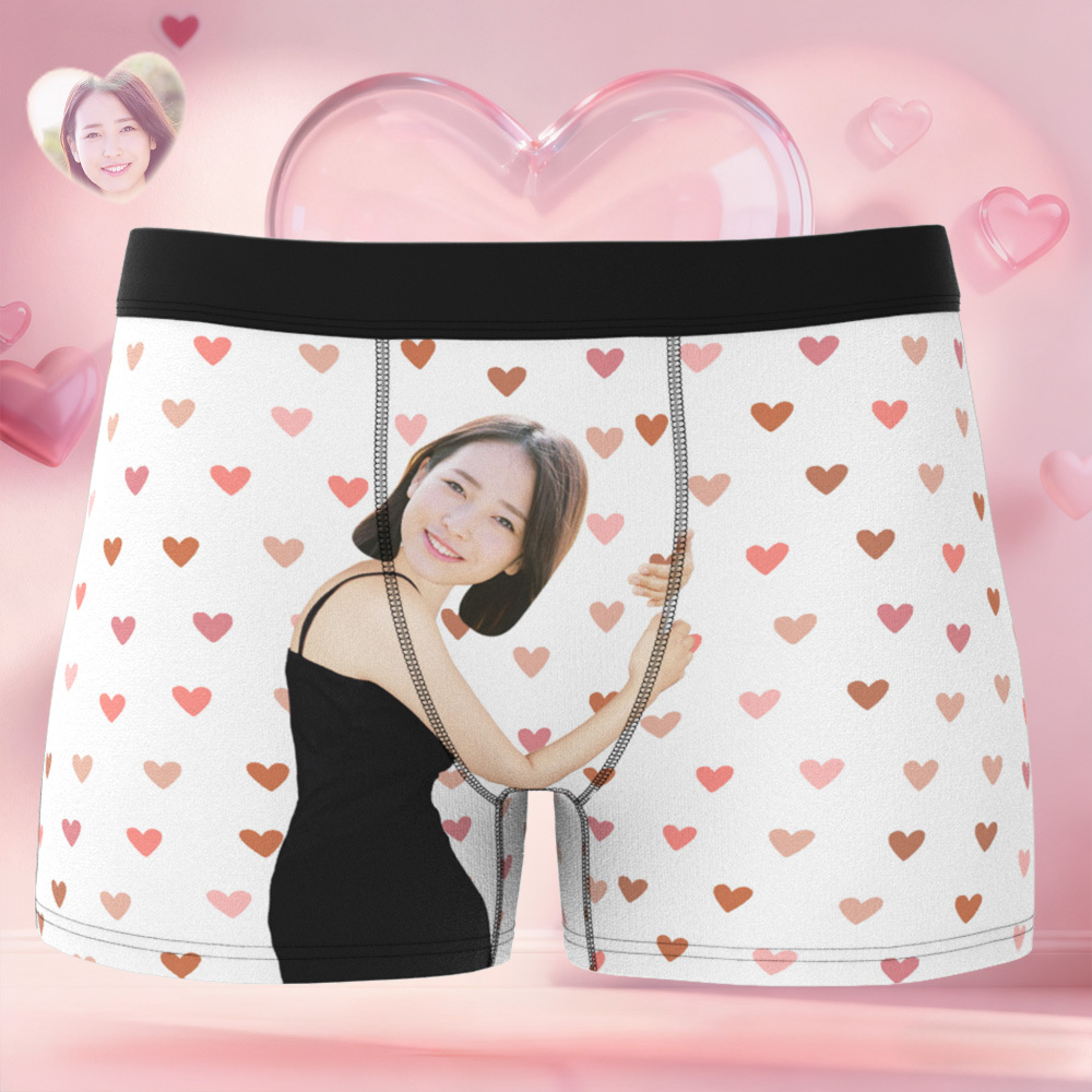 訂製內褲小愛心圖案男士平角內褲,獨特禮物,情人節禮物