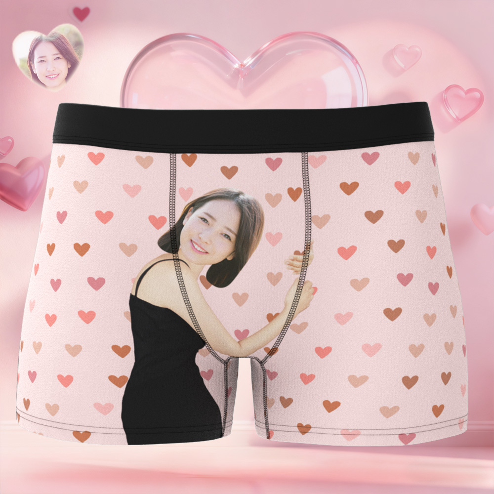 訂製內褲小愛心圖案男士平角內褲,獨特禮物,情人節禮物