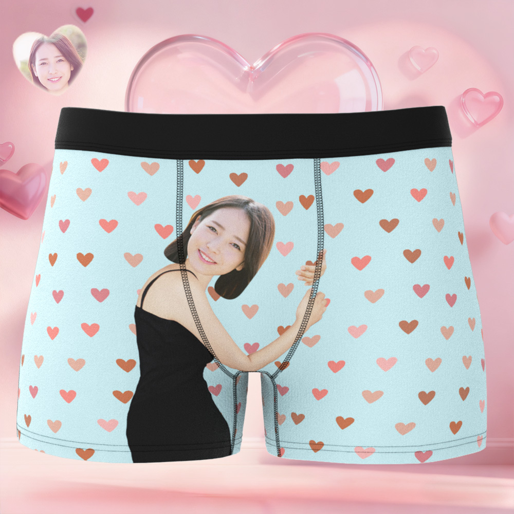 訂製內褲小愛心圖案男士平角內褲,獨特禮物,情人節禮物