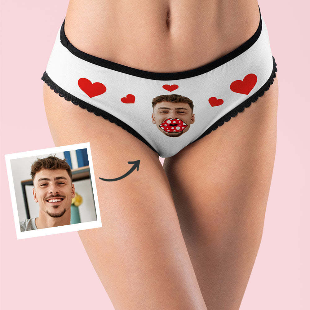 Custom Face Heart Boxers AR View Personalized Lips Thongs Valentine's Day Gift For Her