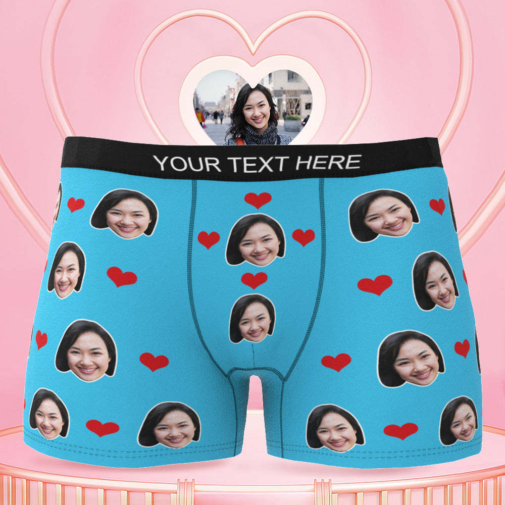 客製化照片男士平角褲愛心平角短褲可個性化文字