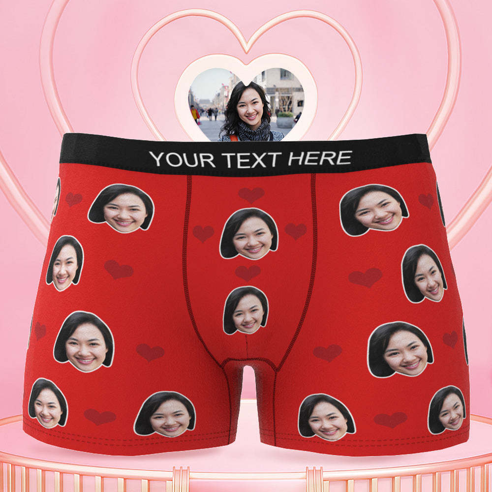 客製化照片男士平角褲愛心平角短褲可個性化文字