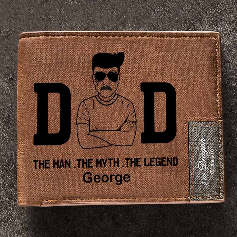 父親節禮物定制錢包個性化 Dad 形象錢包男士雙折錢包 - PhotoMoonLampTW