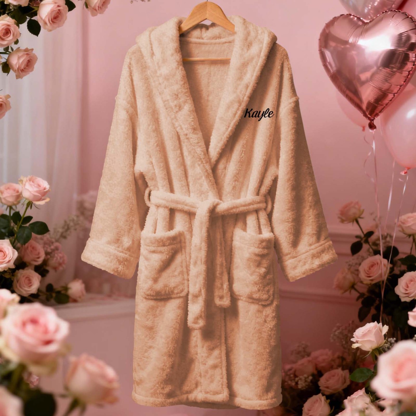 情人節禮物 訂製名字 羊毛絨浴袍 舒適柔軟家居服 送給新娘和伴娘的禮物 - PhotoMoonLampTW