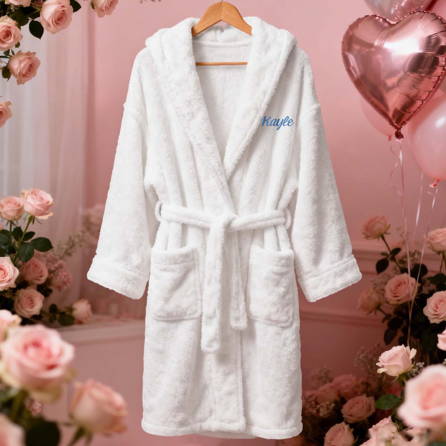 情人節禮物 訂製名字 羊毛絨浴袍 舒適柔軟家居服 送給新娘和伴娘的禮物 - PhotoMoonLampTW