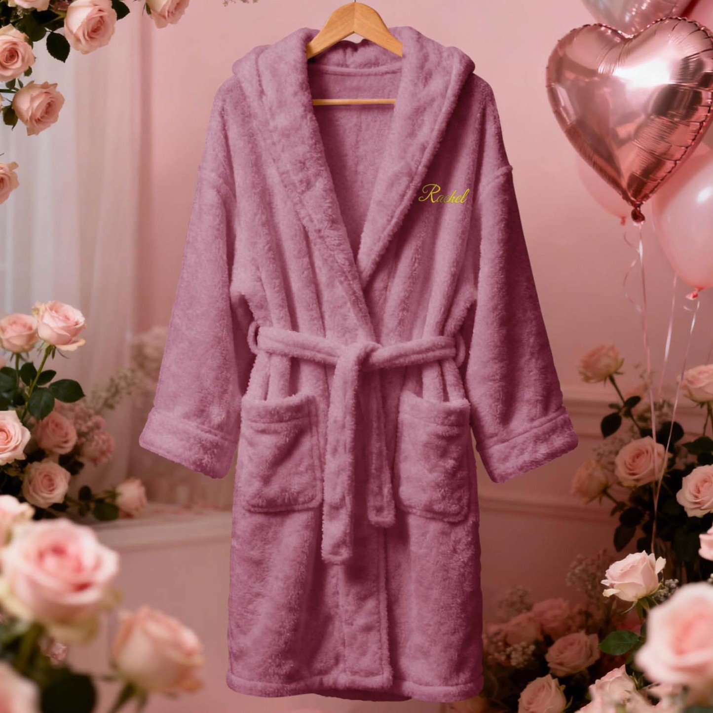 情人節禮物 訂製名字 羊毛絨浴袍 舒適柔軟家居服 送給新娘和伴娘的禮物 - PhotoMoonLampTW