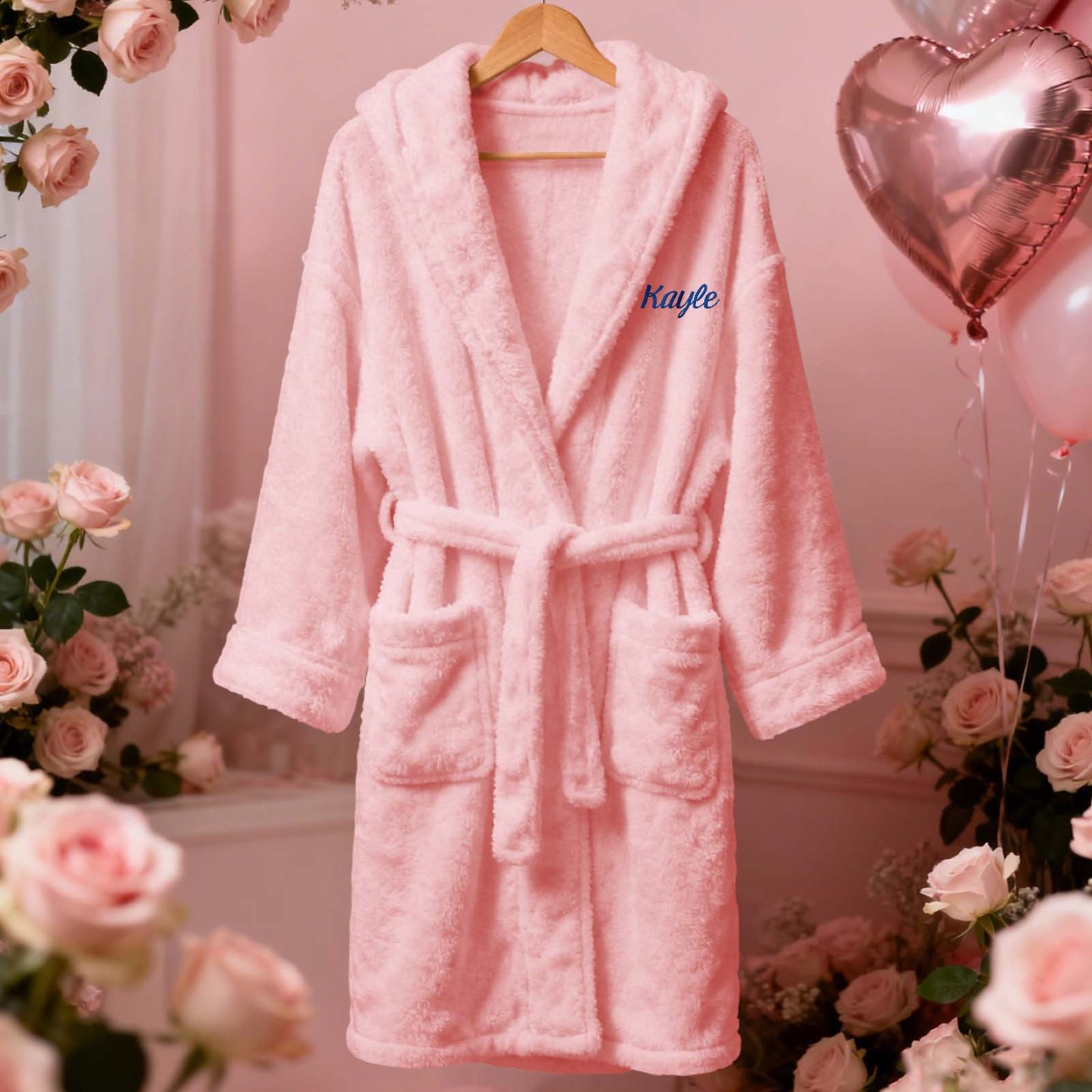 情人節禮物 訂製名字 羊毛絨浴袍 舒適柔軟家居服 送給新娘和伴娘的禮物 - PhotoMoonLampTW