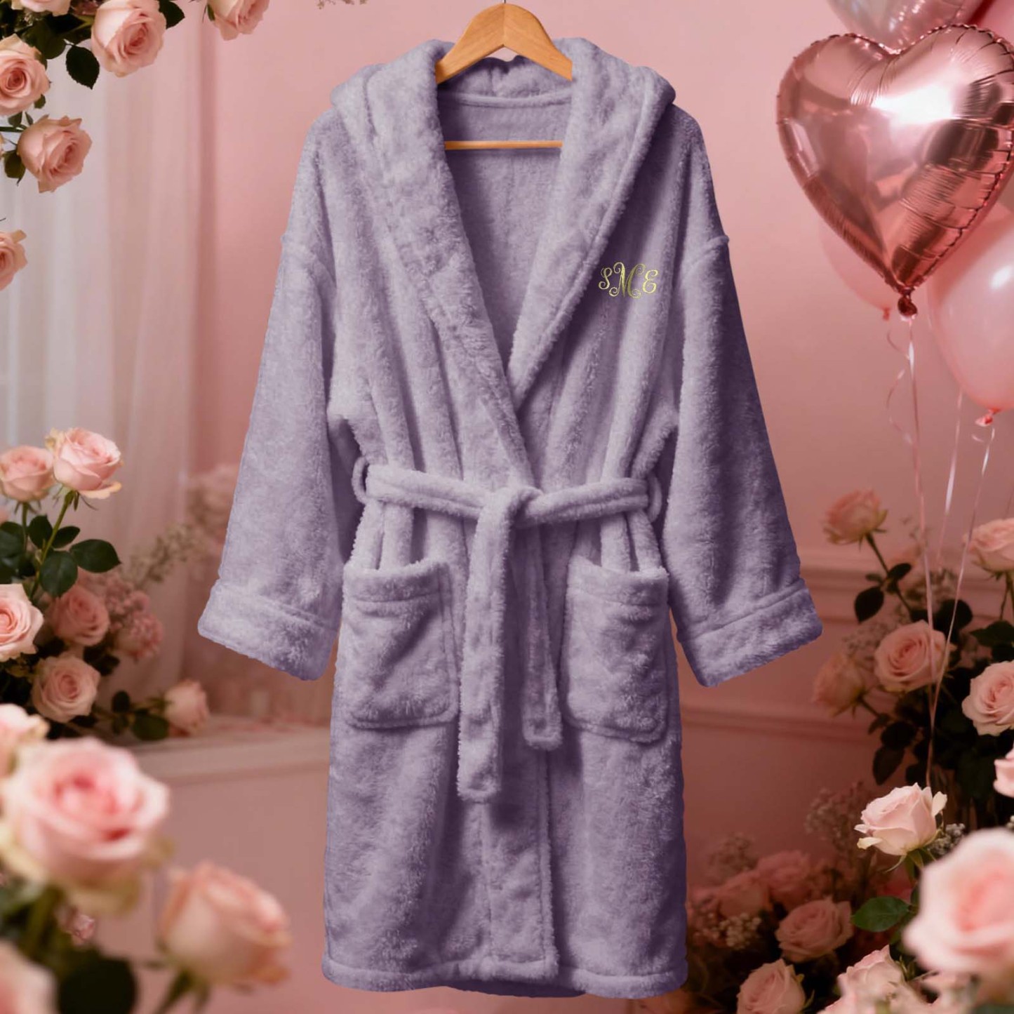 情人節禮物 訂製名字 羊毛絨浴袍 舒適柔軟家居服 送給新娘和伴娘的禮物 - PhotoMoonLampTW