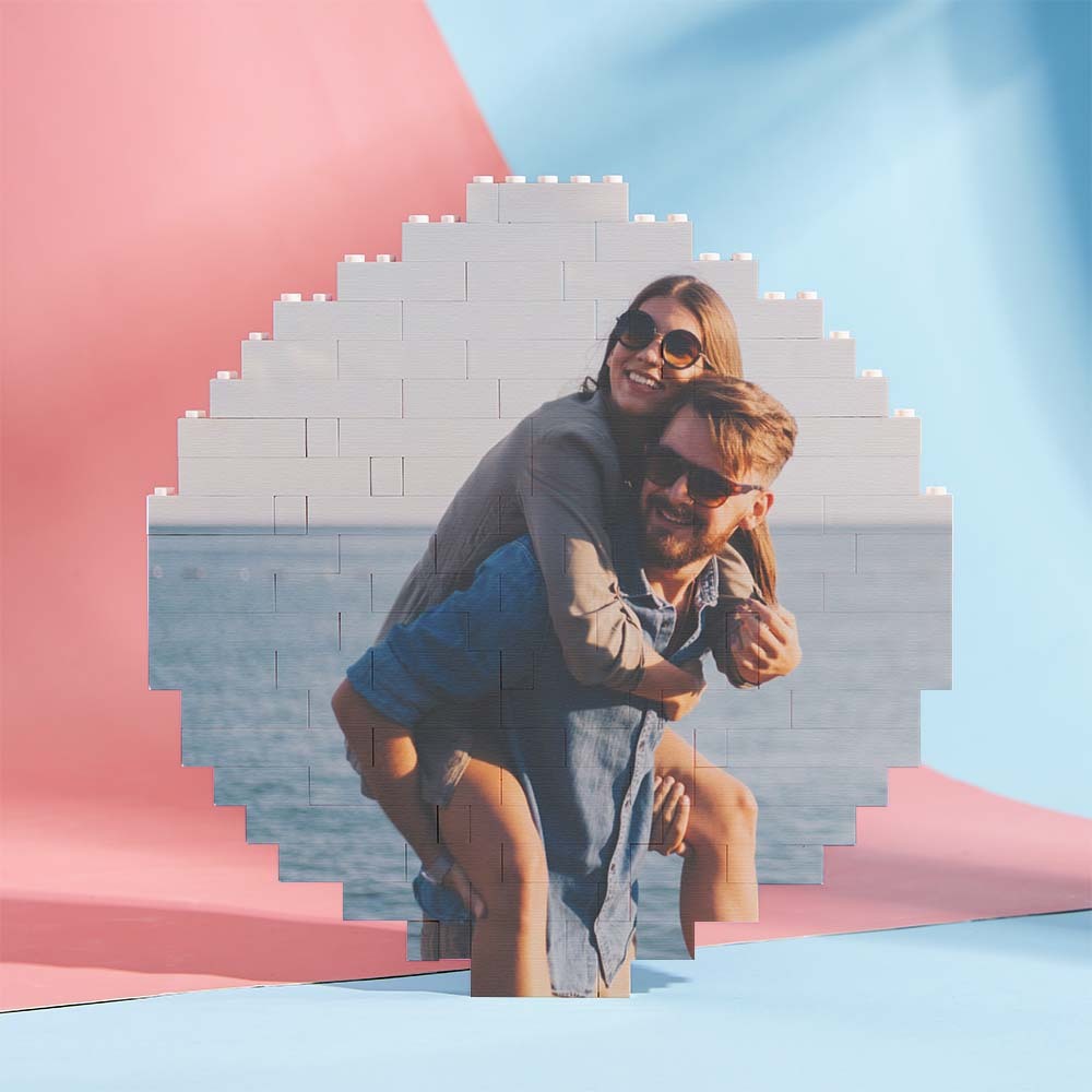 定制音樂密碼個性化積木拼圖圓形建築相框 - PhotoMoonLampTW