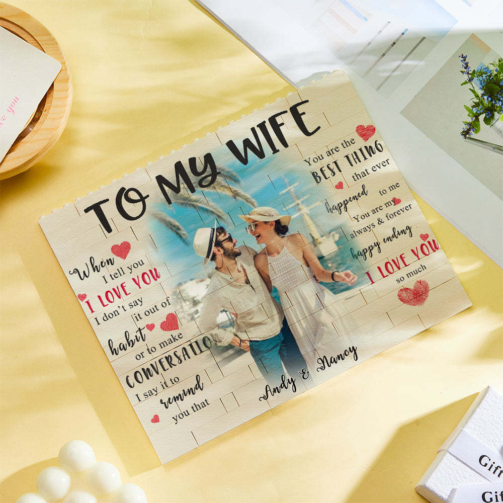 定制積木拼圖個性化照片和名字磚給我妻子 - PhotoMoonLampTW