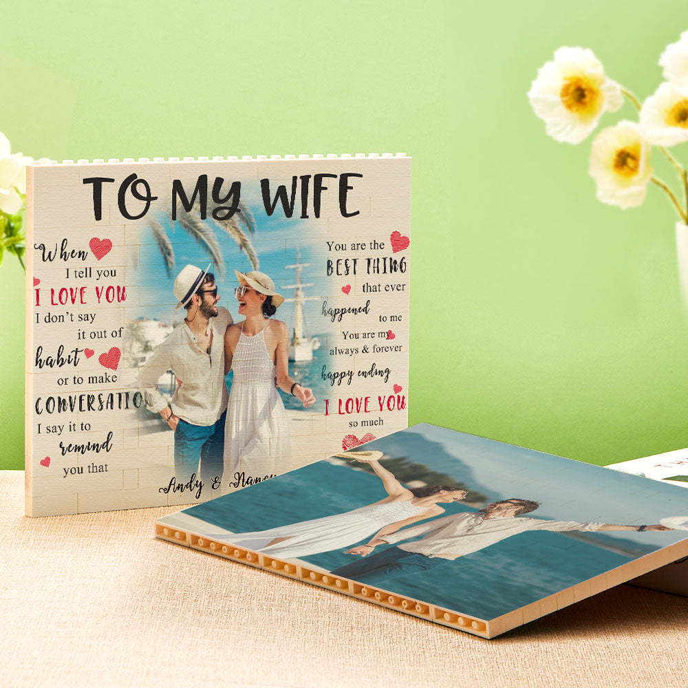 定制積木拼圖個性化照片和名字磚給我妻子 - PhotoMoonLampTW